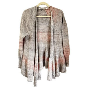 Knitted & Knotted Womens Multicolor Cardigan Medium Mohair Open Front Waterfall